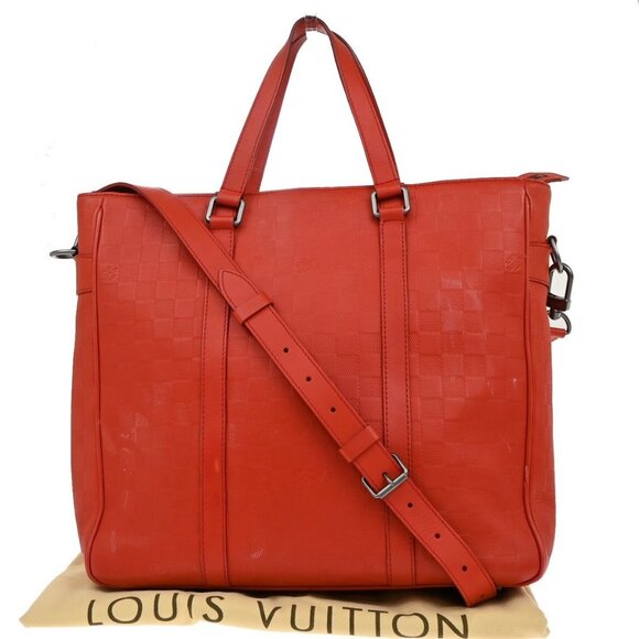 LOUIS VUITTON Tadao PM 2Way Shoulder Hand bag Damier Infini Red - Picture 1 of 16